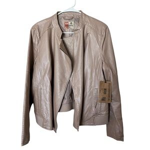 NWT Ruff Hewn Womens Faux Leather Pink Jacket Medium Petite Coat